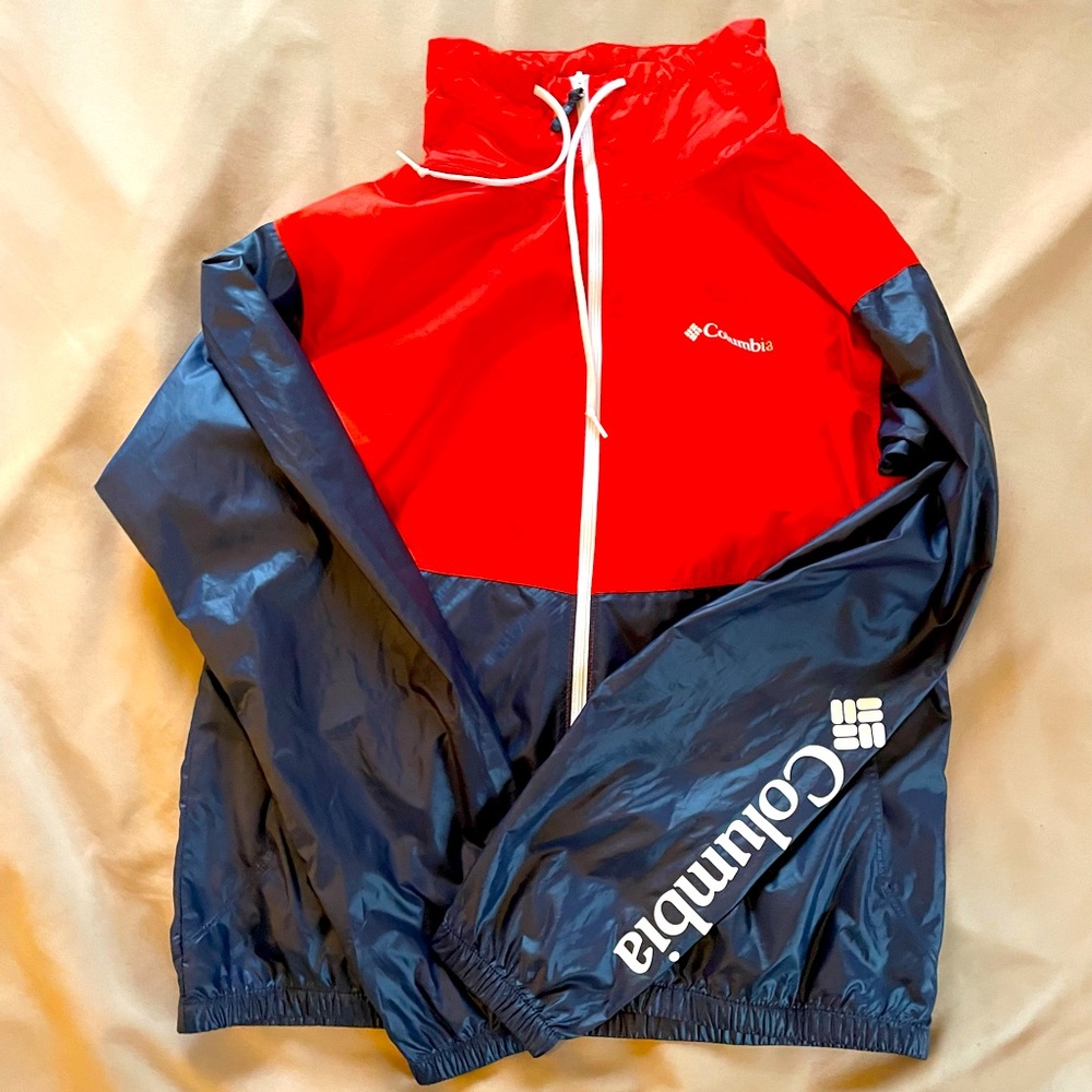 Columbia blue and red windbreaker size:S